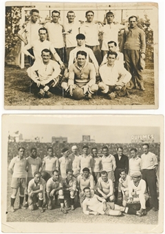 Lot of (2) 1924 Olympic Games Uruguay Team Photos From Andres Mazzali Estate